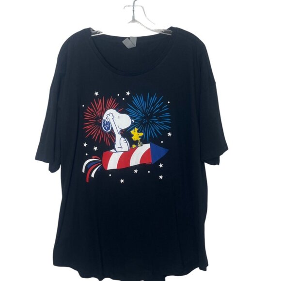 Snoopy Fireworks Thirt Womens 2XL Black Instant Message - Picture 2 of 8